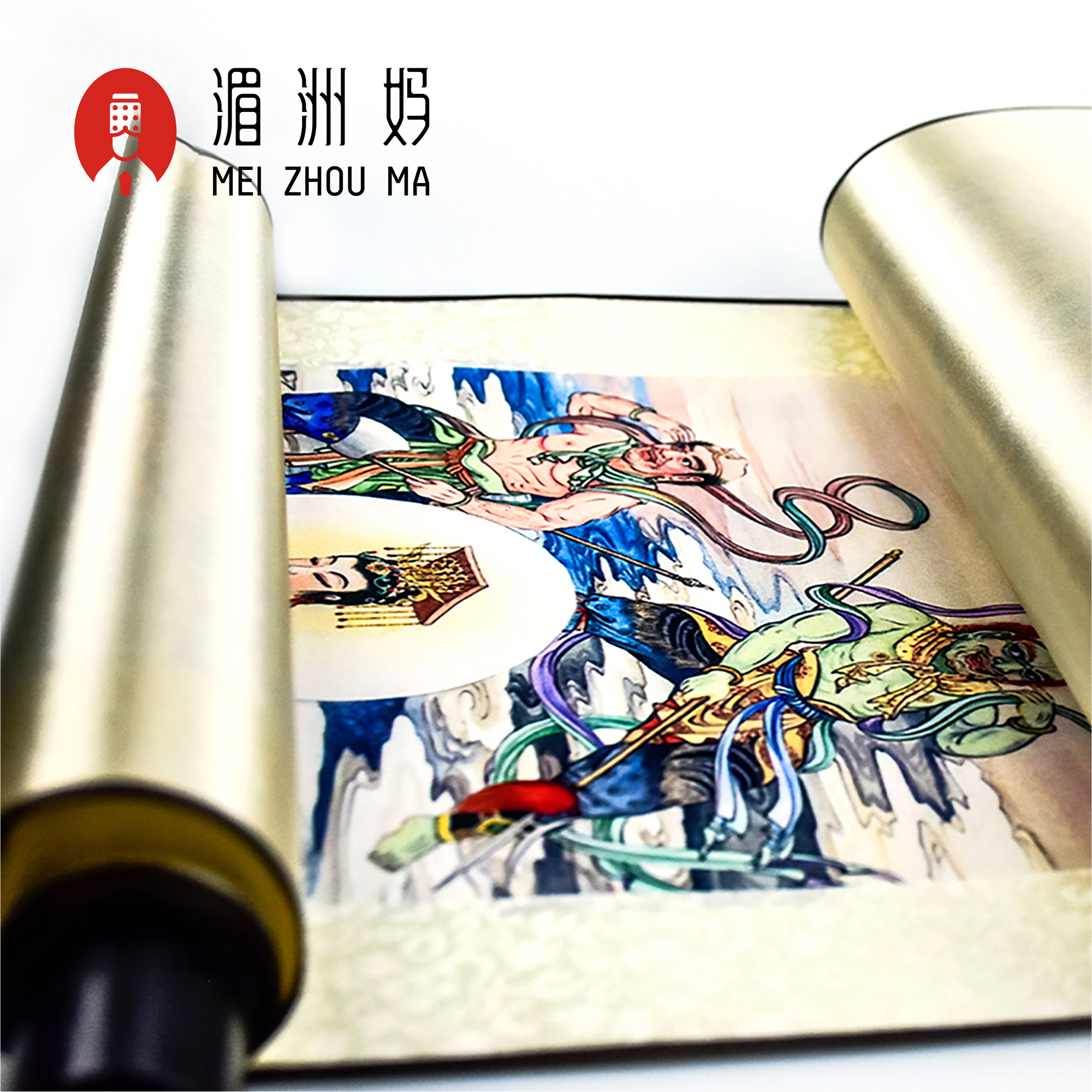 湄洲妈祖丝绸卷轴挂画天上圣母出巡图海上女神平安装饰复古挂画